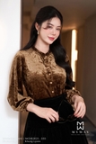 Áo sơ mi suông vừa phối cổ bèo nhún