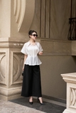 (2 màu) Áo sơ mi ngắn tay dáng peplum