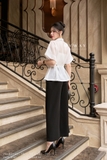 (2 màu) Áo sơ mi ngắn tay dáng peplum