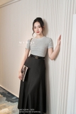 (3 màu) Chân váy xòe Cotton denim cạp cao công sở