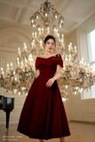 (6 màu) Đầm dự tiệc trễ vai Nhung Lyons Valentine