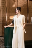 (2 màu) Áo vest công sở cổ 2 ve ngắn tay