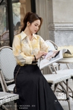 (3 màu) Áo sơ mi suông vừa cổ Đức
