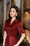 Đầm xòe tay ngắn cổ biến kiểu dài qua bắp