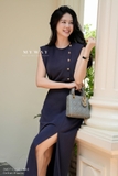 Đầm kiểu xòe nhẹ cổ tròn không tay