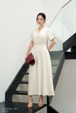 Đầm xòe rủ cổ tàu tay ngắn