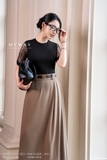 Áo thun ôm vừa cổ tròn tay ngắn phối ren
