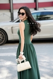 Đầm xòe rủ cổ tròn không tay