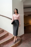 (2 màu) Áo sơ mi suông vừa cổ Đức dài ngang mông