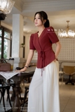 Áo kiểu peplum tay ngắn dài chùm mông