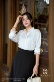 Áo sơ mi suông vừa cổ Đức phối ren