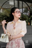 Chân váy xòe xếp ly hoa lá