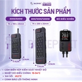 Sưởi bể cá Hurricane 300W-1200W thế hệ 2 - Bản nâng cấp mới, biến tần tiết kiệm điện, cảm biến kép, tự ngắt khi cạn nước