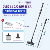 Bộ vệ sinh bể cá 3 trong 1 Aqua Smith tiện dụng nhẹ nhàng tích hợp cạo rêu bàn chải vớt rác.