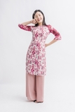 Áo dài cách tân in hoa màu đỏ ADO3CTT21