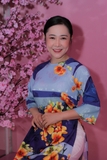 Áo dài gấm truyền thống in hoa mai ADO3GINO2