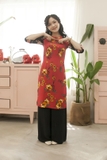 Áo dài cách tân thân hoa phối tay