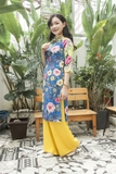 Áo dài cách tân hoa lá mùa xuân