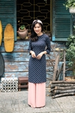 Áo dài cách tân màu đen hoa nhí