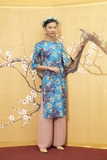 Áo dài siêu lụa hoa mai xanh ADO3SLSB9