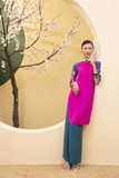 Áo dài cách tân hồng đậm phối tay  ADO3CTT32
