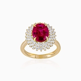 Trang sức nhẫn vàng 18K mix  đá Topaz và kim cương