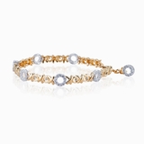 Trang sức vòng tay nữ vàng trắng mix vàng 18K đính đá