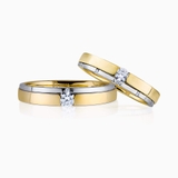 Nhẫn cưới vàng trắng mix vàng 18K đính kim cương