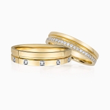 Nhẫn cưới vàng 18K mix 12 viên kim cương