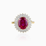 Trang sức nhẫn vàng 18K mix  đá Topaz và kim cương