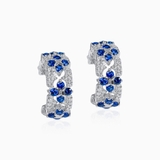 Trang sức bông tai bạc Ý đính đá Topaz Xanh dương
