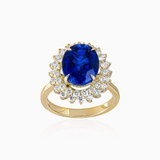 Trang sức nhẫn vàng 18K mix  đá Topaz và kim cương