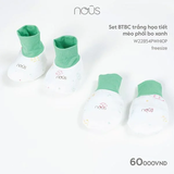 Set BTBC trắng hoạ tiết mèo phối bo xanh