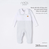 Body Nous dài tất cổ thủy thủ kẻ xanh phối trắng thêu xù mặt gấu thu đông Newborn