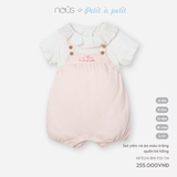 Set yếm và áo màu trắng phối quần kẻ hồng 6M-2Y