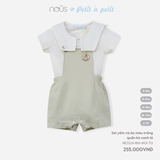Set yếm và áo màu trắng quần kẻ xanh lá 6M-2Y