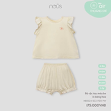 Bộ cộc tay màu be in bông hoa 6M-2Y