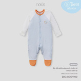 Bộ liền dài màu xanh chấm bi in hoạ tiết vịt NB