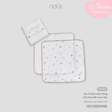 Set 5 khăn sữa Nous muslin trắng mix hoạ tiết mèo nâu