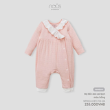 Bộ liền dài cài lệch màu hồng NB