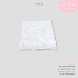 NOUS KHĂN TẮM XÔ NHĂN 6 LỚP MUSLIN MỀM MỊN, Trắng hoạ tiết màu nâu