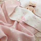 Set chăn kèm gối lót đầu thu đông xuất Hàn cao cấp (Nơ Hồng)