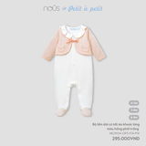Bộ liền dài có tất áo khoáng lửng màu hồng phối trắng 0M-6M