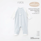 BD dài kẻ xanh thêu mặt cún phối tay trắng 0M-9M
