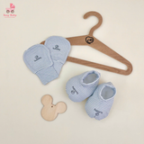 Bu Baby set phụ kiện mũ, bao tay chân kẻ ghi