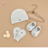 Bu Baby set phụ kiện mũ, bao tay chân, Bambus ghi