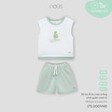 Bộ ba lỗ áo màu trắng phối quần xanh lá 9M-2Y