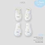 Set BTBC màu trắng in hoạ tiết gấu