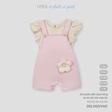 Set quần yếm màu hồng và áo cộc tay màu be 6M-2Y
