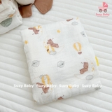 CHĂN XÔ ADEN 100% SỢI TRE KHÁNG KHUẨN ĐA NĂNG 4 LỚP HOẠ TIẾT